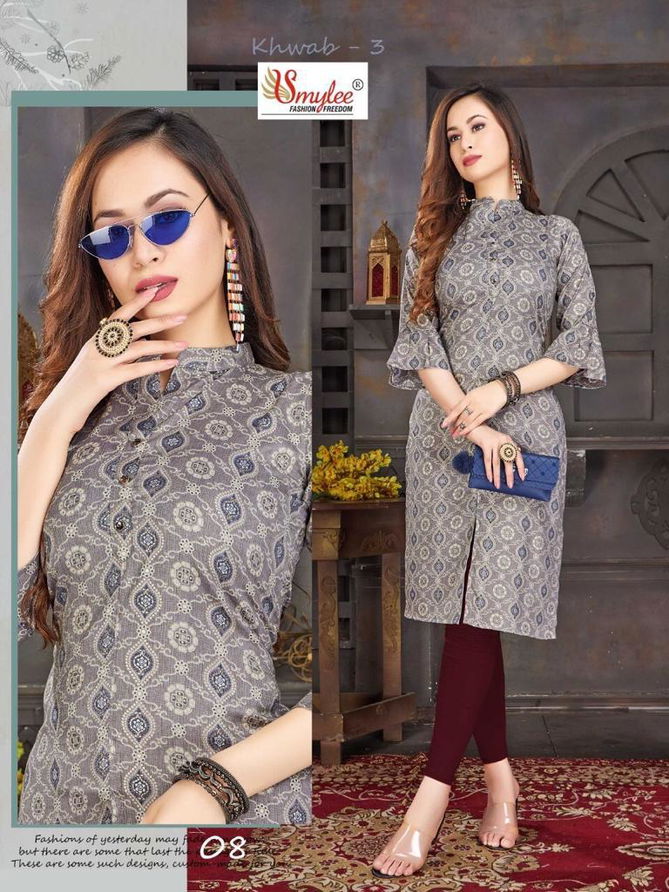 Smylee Khwab 3 Rayon Printed Regular Wear Designer Kurti Collection